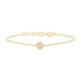 0.05ct 14k Yellow Gold Diamond Pave Circle Bracelet